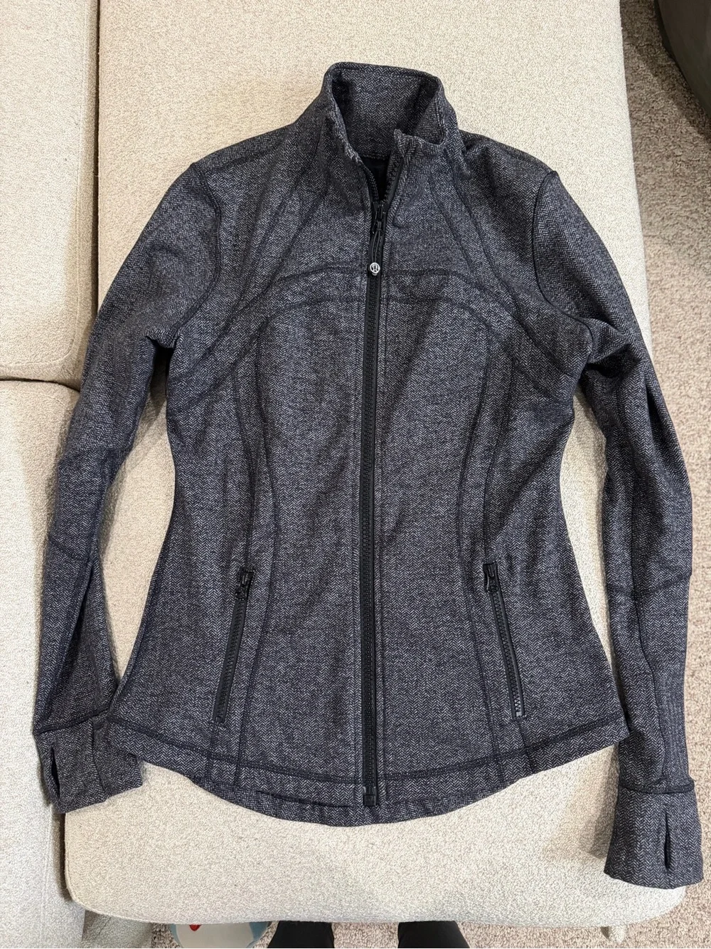 EUC Lululemon Define Jacket Size 10 Black/Gray Herringbone - Picture 1 of 6